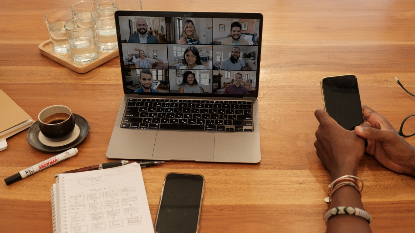video meeting in laptop
